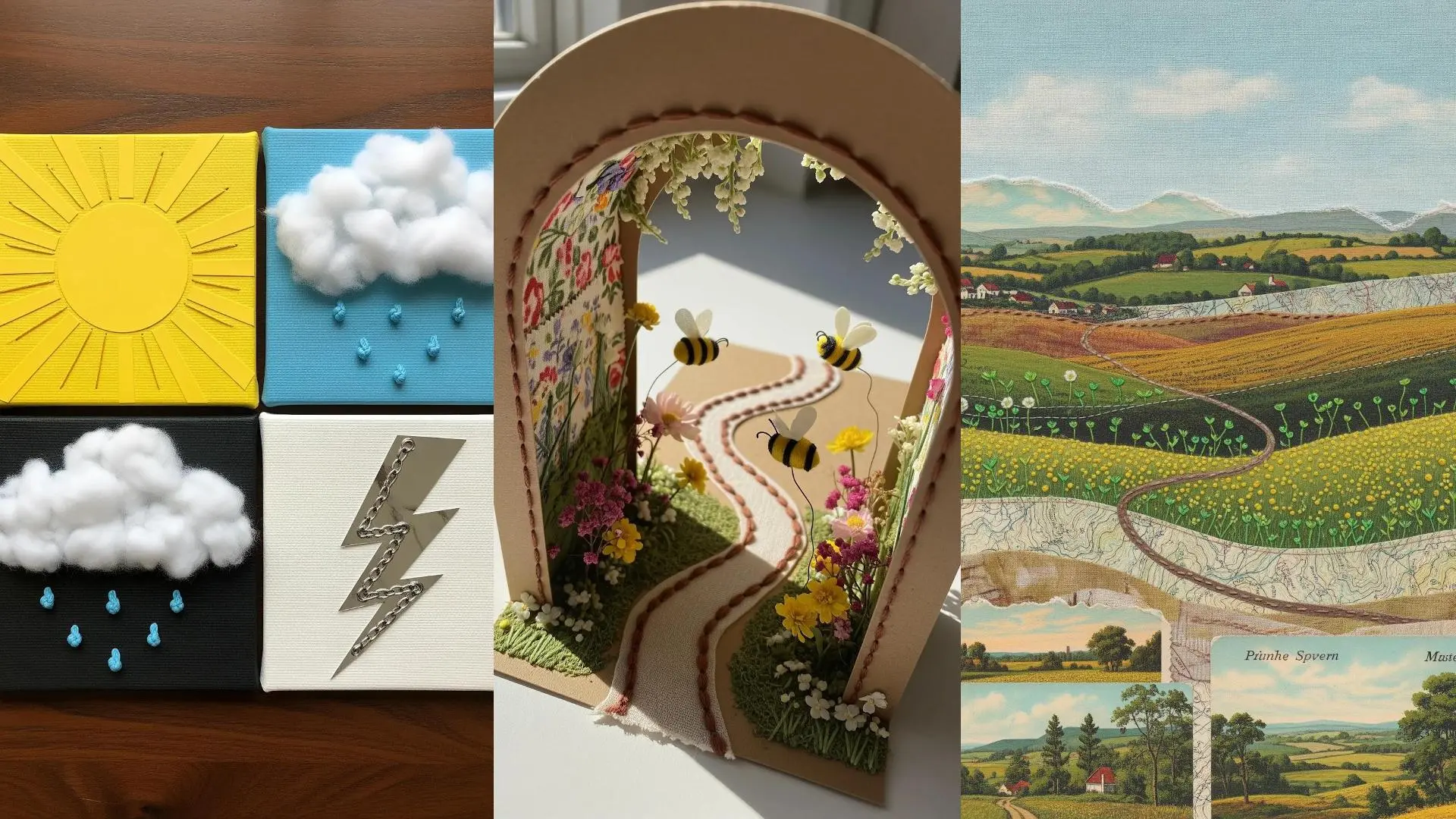Collage With Thread 25 Creative Collage Art Ideas That Use Thread, Paper, and Tiny Hand ...