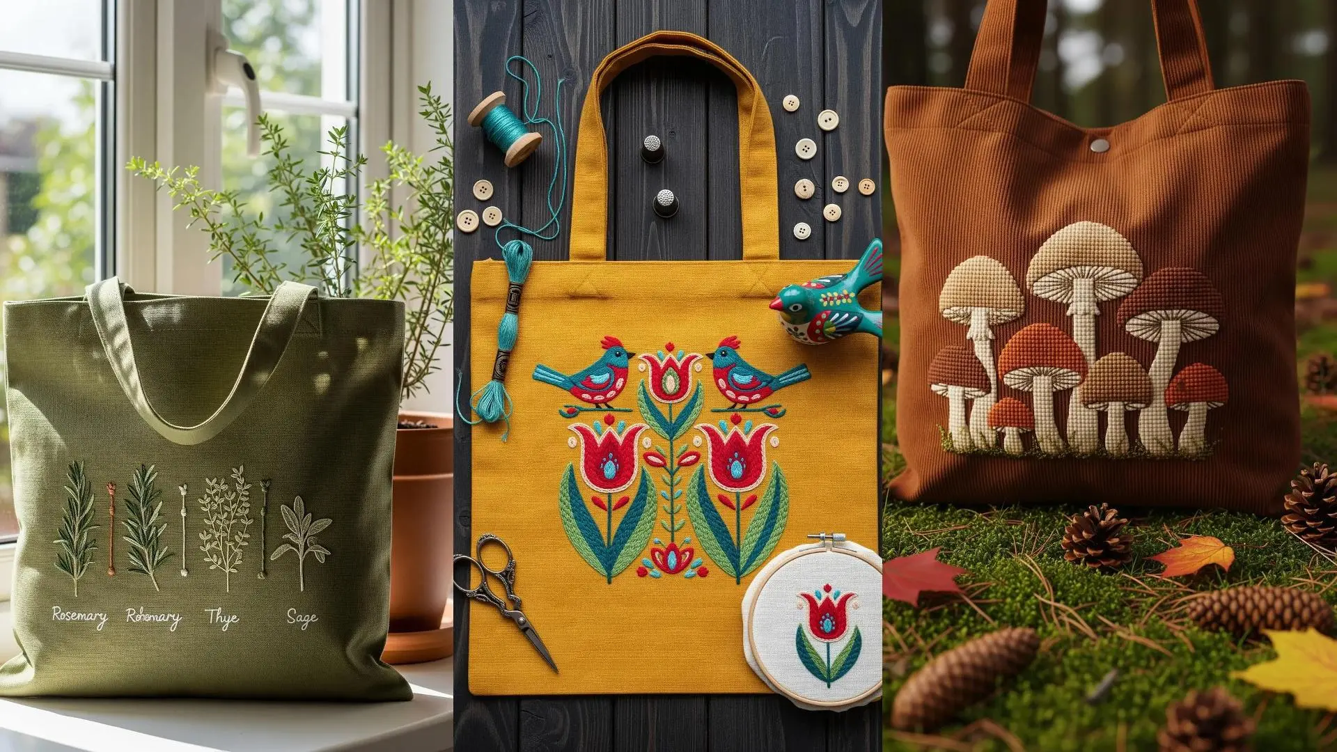 27 Floral Embroidery Ideas to Transform Plain Tote Bags Into Garden ...