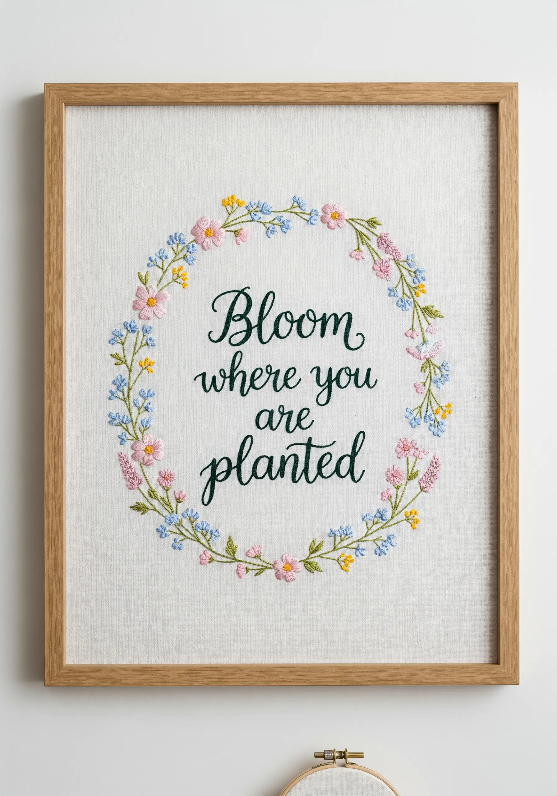 An embroidered quote, 
