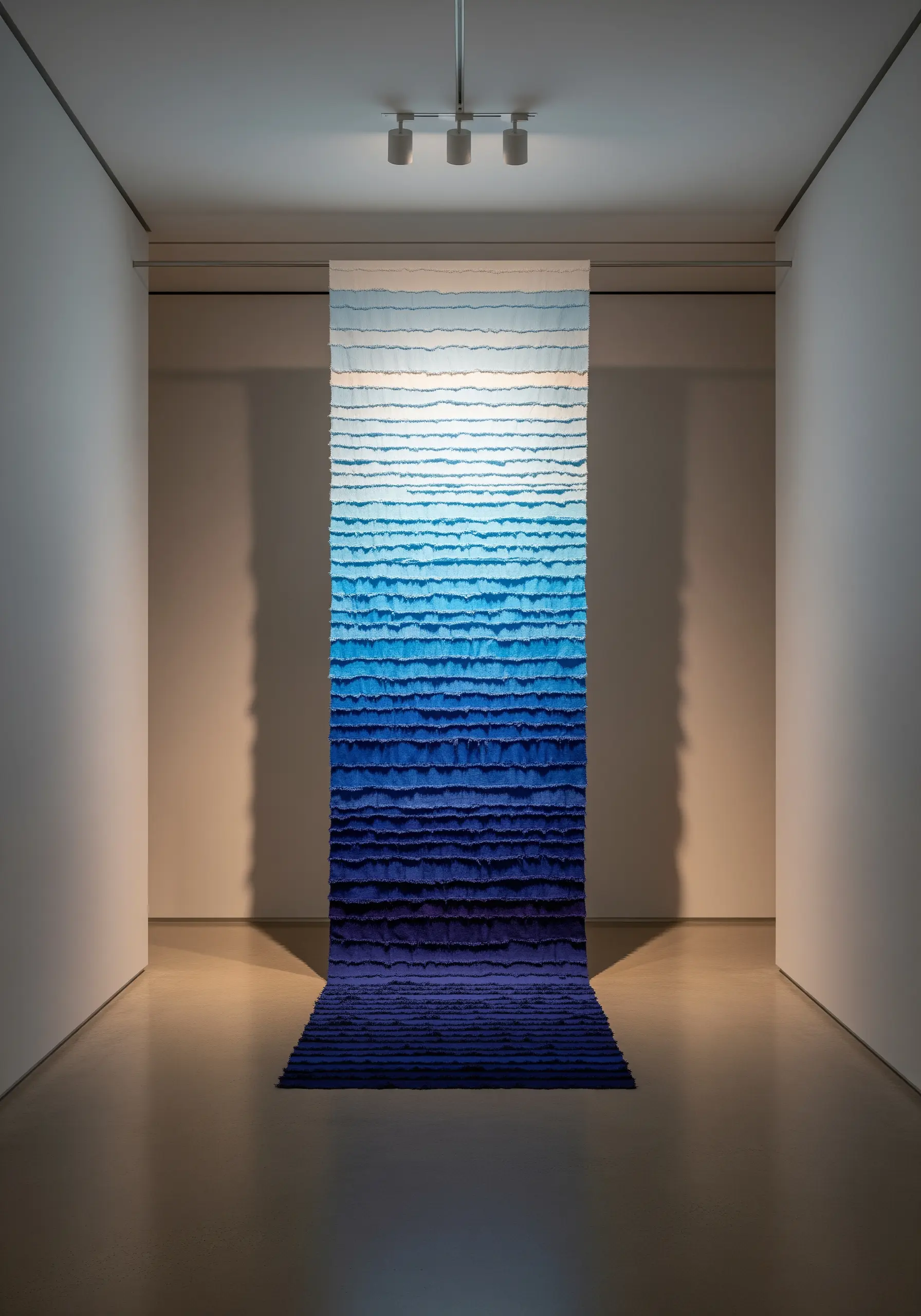 Blue ombre frayed fabric wall hanging