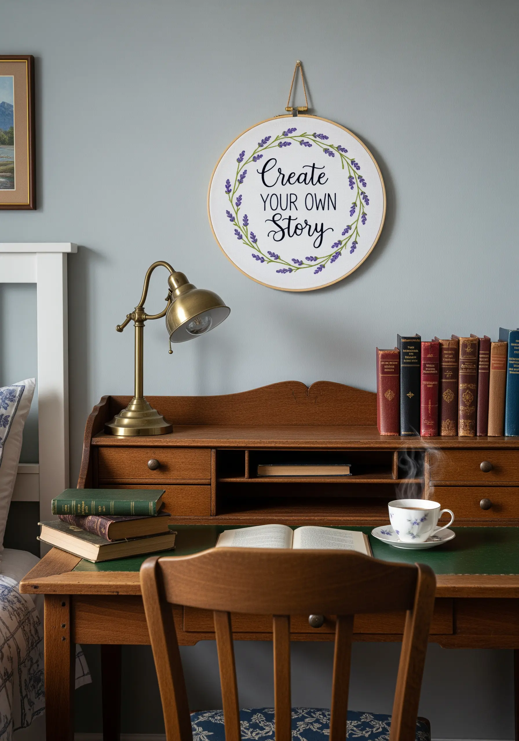 An embroidery hoop with the quote